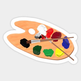 Small Wooden Artist Palette (Purple Background) Sticker